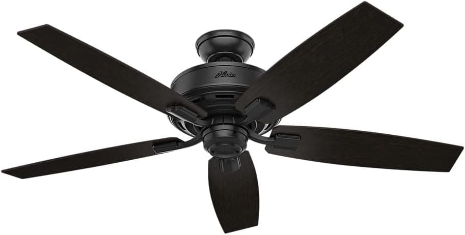 52 in. Matte Black Ceiling Fan with LED Light Kit and Handheld Remote, Hugger Ceiling Fans-6-ErisView
