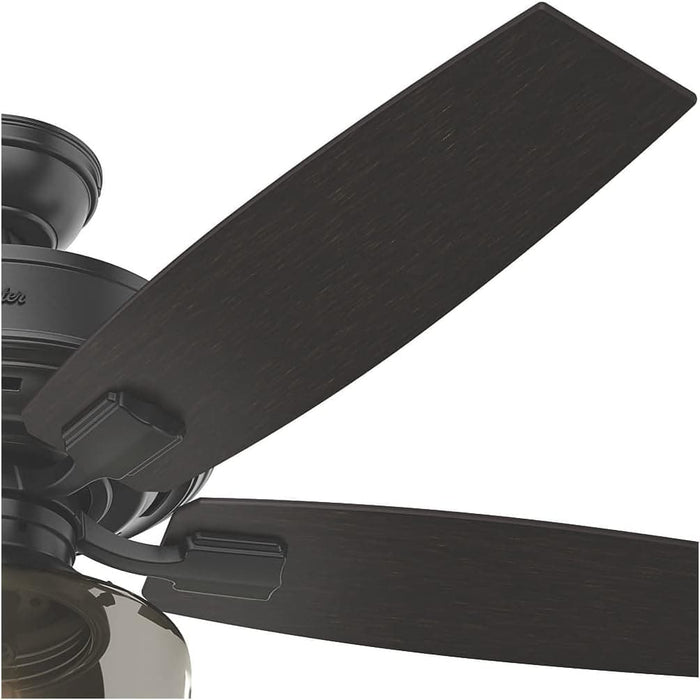52 in. Matte Black Ceiling Fan with LED Light Kit and Handheld Remote, Hugger Ceiling Fans-7-ErisView