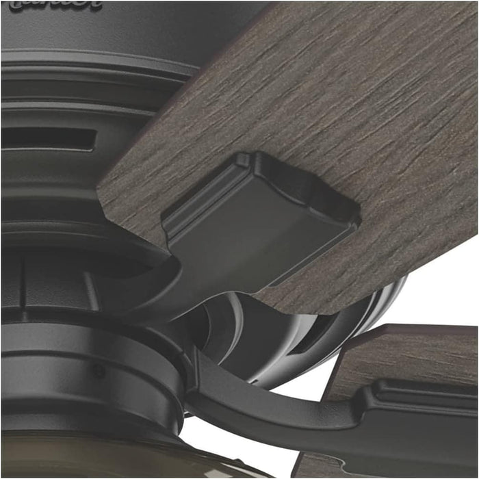 52 in. Matte Black Ceiling Fan with LED Light Kit and Handheld Remote, Hugger Ceiling Fans-8-ErisView
