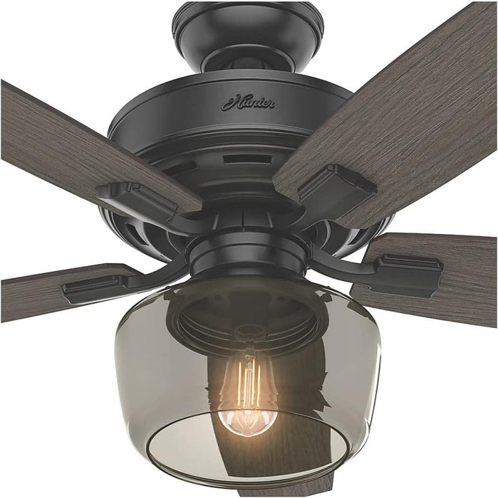 52 in. Matte Black Ceiling Fan with LED Light Kit and Handheld Remote, Hugger Ceiling Fans-9-ErisView