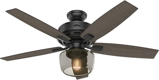 52 in. Matte Black Ceiling Fan with LED Light Kit and Handheld Remote, Hugger Ceiling Fans-1-ErisView