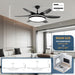 52 in. Matte Black Ceiling Fan with Light and Remote, Flush Mount Reversible Dimmable, Noiseless Ceiling Fan for Living Room Fan-3-ErisView