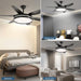 52 in. Matte Black Ceiling Fan with Light and Remote, Flush Mount Reversible Dimmable, Noiseless Ceiling Fan for Living Room Fan-7-ErisView