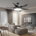 52 in. Matte Black Ceiling Fan with Light and Remote, Flush Mount Reversible Dimmable, Noiseless Ceiling Fan for Living Room Fan-1-ErisView