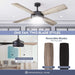 52 in. Matte Black Contemporary Ceiling Fan with Light Pull Chain, LED Reversible Ceiling Fan Winter Summer-2-ErisView