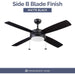 52 in. Matte Black Contemporary Ceiling Fan with Light Pull Chain, LED Reversible Ceiling Fan Winter Summer-6-ErisView