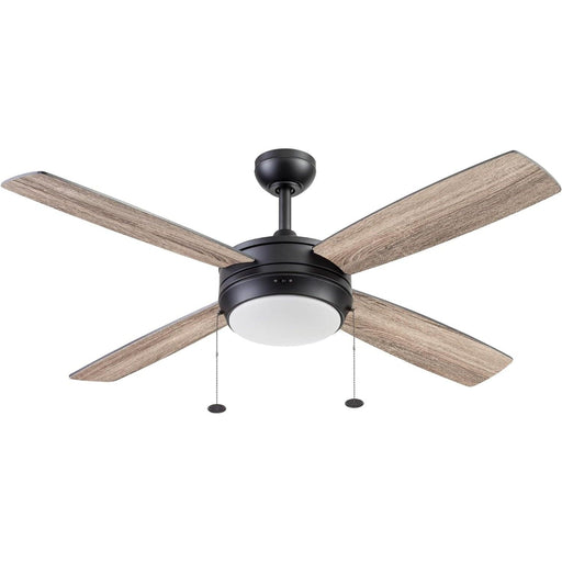 52 in. Matte Black Contemporary Ceiling Fan with Light Pull Chain, LED Reversible Ceiling Fan Winter Summer-1-ErisView