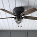 52 in. Matte Black Farmhouse Flush Mount LED Ceiling Fan with Light and Pull Chain, Reversible Ceiling Fan Winter Summer-3-ErisView
