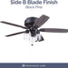 52 in. Matte Black Farmhouse Flush Mount LED Ceiling Fan with Light and Pull Chain, Reversible Ceiling Fan Winter Summer-6-ErisView
