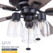 52 in. Matte Black Farmhouse Flush Mount LED Ceiling Fan with Light and Pull Chain, Reversible Ceiling Fan Winter Summer-8-ErisView