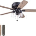 52 in. Matte Black Farmhouse Flush Mount LED Ceiling Fan with Light and Pull Chain, Reversible Ceiling Fan Winter Summer-1-ErisView