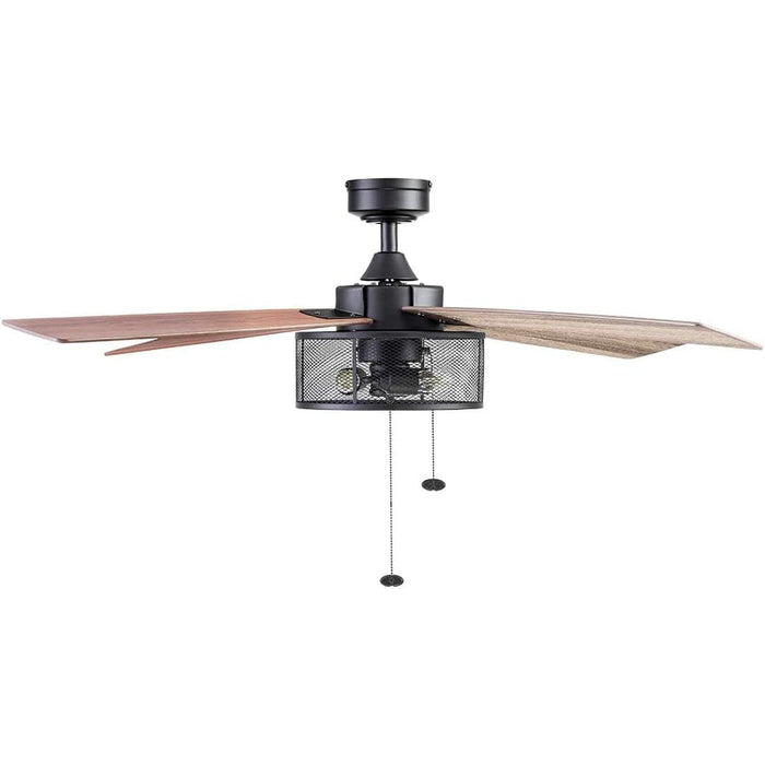 52 in. Matte Black Industrial Ceiling Fans, LED Ceiling Fan with Light Pull Chain, Reversible Ceiling Fan Winter Summer-8-ErisView