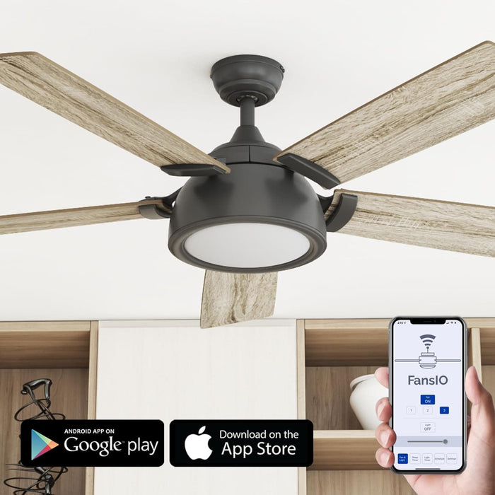 52 in. Matte Black Industrial Ceiling Fans, Smart Fans with Light and Remote Control, Compatible with Alexa and Google Assistant-2-ErisView