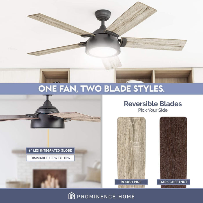 52 in. Matte Black Industrial Ceiling Fans, Smart Fans with Light and Remote Control, Compatible with Alexa and Google Assistant-3-ErisView