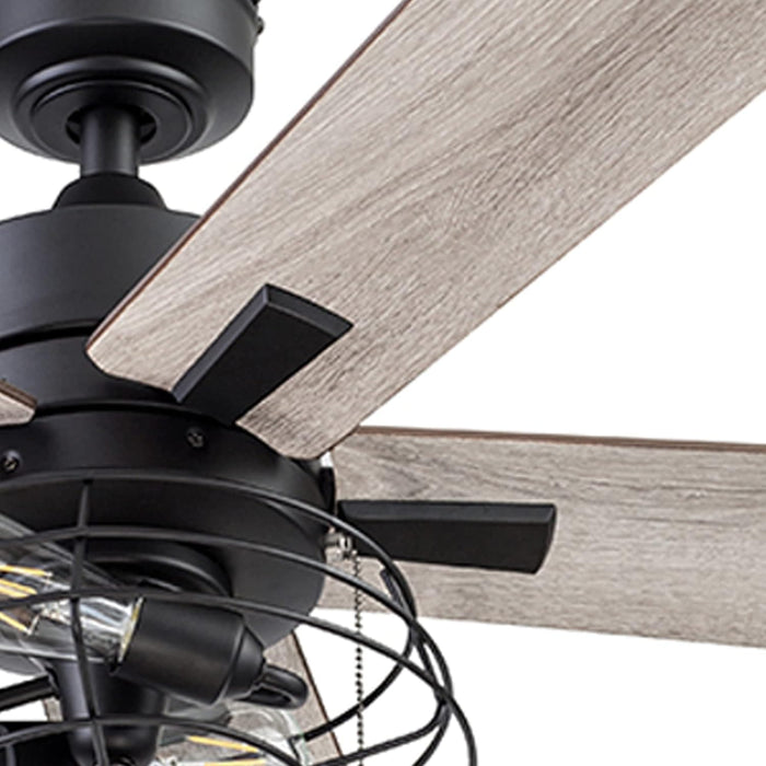52 in. Matte Black Industrial Ceiling Fans with Light Pull Chain, LED Ceiling Fan and Light, Reversible Fan in Winter Summer-12-ErisView