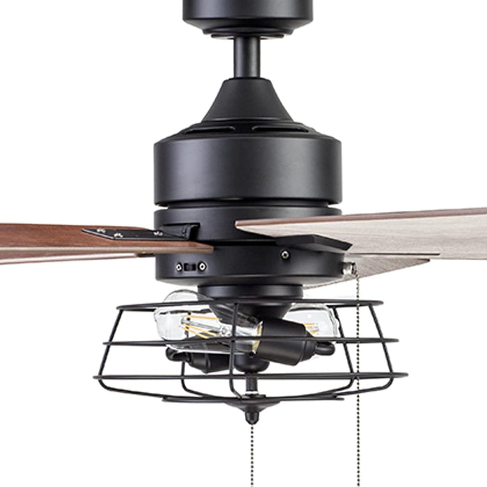 52 in. Matte Black Industrial Ceiling Fans with Light Pull Chain, LED Ceiling Fan and Light, Reversible Fan in Winter Summer-14-ErisView