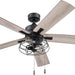 52 in. Matte Black Industrial Ceiling Fans with Light Pull Chain, LED Ceiling Fan and Light, Reversible Fan in Winter Summer-1-ErisView