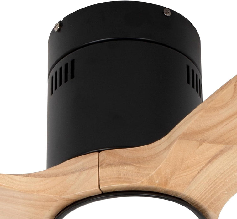 52 in. Matte Black Low Profile Ceiling Fan for Living Room Bedroom Office, Wood Flush Mount Ceiling Fan with Light-5-ErisView