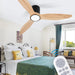 52 in. Matte Black Low Profile Ceiling Fan for Living Room Bedroom Office, Wood Flush Mount Ceiling Fan with Light-1-ErisView