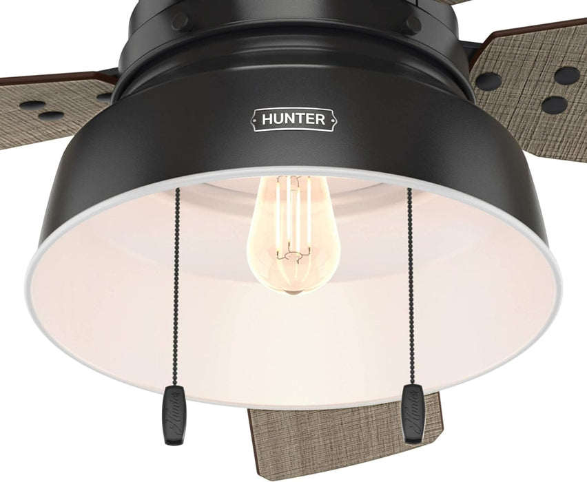 52 in. Matte Black Outdoor Fan, Indoor Ceiling Fans with LED Light Kit and Pull Chain, Hugger Ceiling Fans-12-ErisView