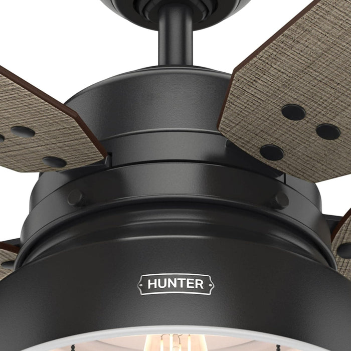 52 in. Matte Black Outdoor Fan, Indoor Ceiling Fans with LED Light Kit and Pull Chain, Hugger Ceiling Fans-16-ErisView