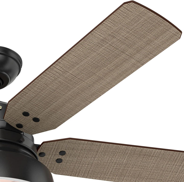 52 in. Matte Black Outdoor Fan, Indoor Ceiling Fans with LED Light Kit and Pull Chain, Hugger Ceiling Fans-18-ErisView