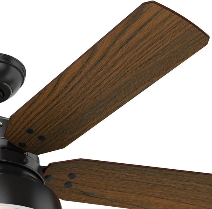 52 in. Matte Black Outdoor Fan, Indoor Ceiling Fans with LED Light Kit and Pull Chain, Hugger Ceiling Fans-20-ErisView