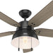 52 in. Matte Black Outdoor Fan, Indoor Ceiling Fans with LED Light Kit and Pull Chain, Hugger Ceiling Fans-2-ErisView