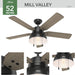 52 in. Matte Black Outdoor Fan, Indoor Ceiling Fans with LED Light Kit and Pull Chain, Hugger Ceiling Fans-4-ErisView