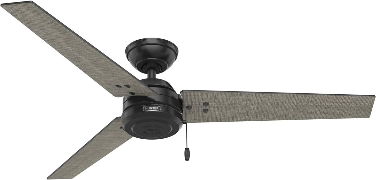 52 in. Matte Black Outdoor Fan, Indoor Outdoor Ceiling Fans with Pull Chain Control, Hugger Ceiling Fans-11-ErisView