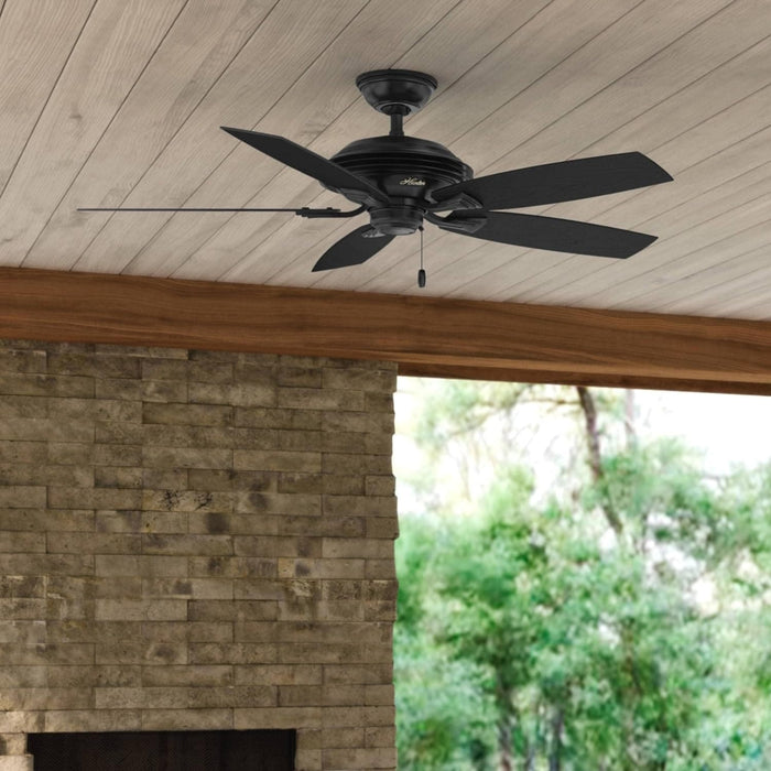 52 in. Matte Black Outdoor Fan, Indoor Outdoor Ceiling Fans with Pull Chain, Hugger Ceiling Fans-3-ErisView