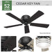 52 in. Matte Black Outdoor Fan, Low Profile Outdoor Ceiling Fans, Indoor Outdoor Ceiling Fans with LED Light and Remote, Hugger Ceiling Fans-2-ErisView