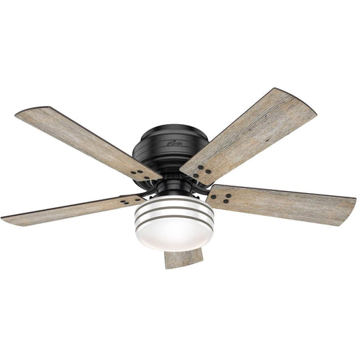 52 in. Matte Black Outdoor Fan, Low Profile Outdoor Ceiling Fans, Indoor Outdoor Ceiling Fans with LED Light and Remote, Hugger Ceiling Fans-1-ErisView