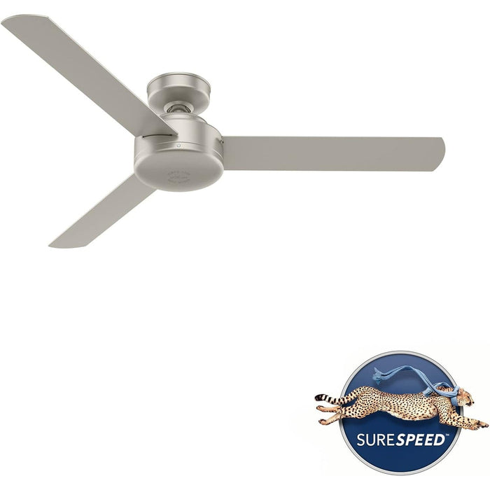 52 in. Matte Nickel Ceiling Fan, Ceiling Hugger Ceiling Fans-2-ErisView
