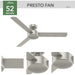 52 in. Matte Nickel Ceiling Fan, Ceiling Hugger Ceiling Fans-3-ErisView