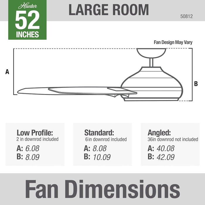 52 in. Matte Nickel Ceiling Fan, Ceiling Hugger Ceiling Fans-8-ErisView