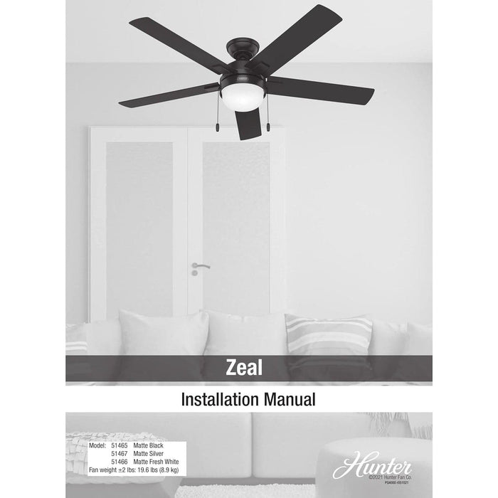 52 in. Matte Silver Ceiling Fan, Ceiling Hugger Ceiling Fans-13-ErisView