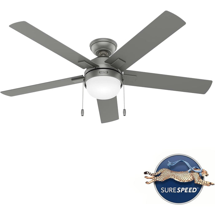 52 in. Matte Silver Ceiling Fan, Ceiling Hugger Ceiling Fans-2-ErisView