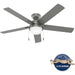 52 in. Matte Silver Ceiling Fan, Ceiling Hugger Ceiling Fans-2-ErisView