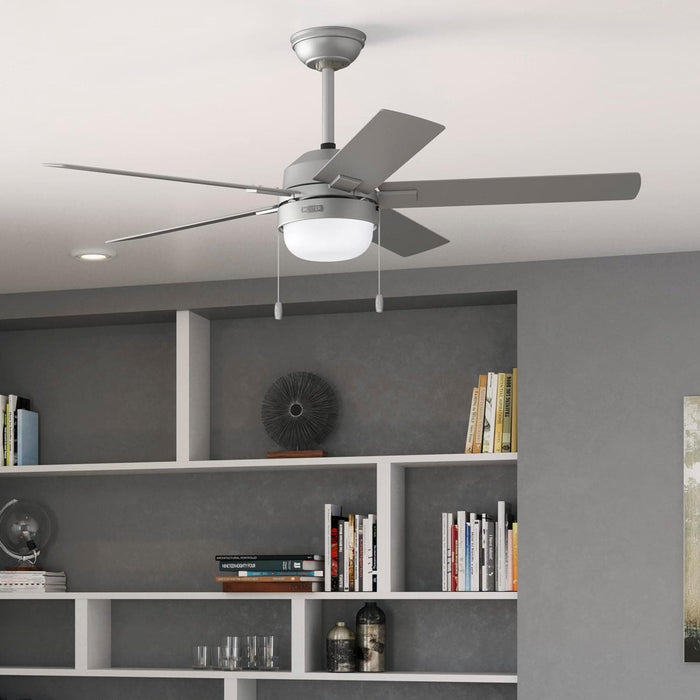 52 in. Matte Silver Ceiling Fan, Ceiling Hugger Ceiling Fans-5-ErisView