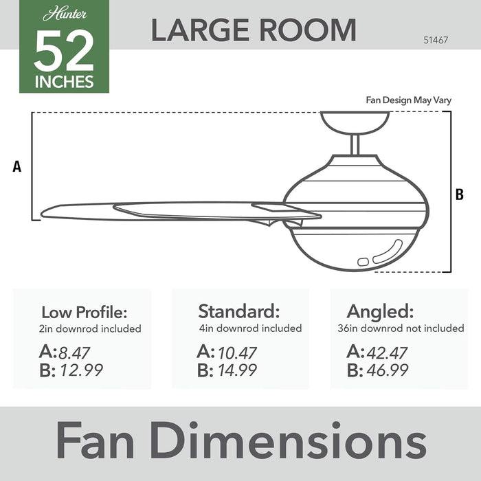 52 in. Matte Silver Ceiling Fan, Ceiling Hugger Ceiling Fans-8-ErisView