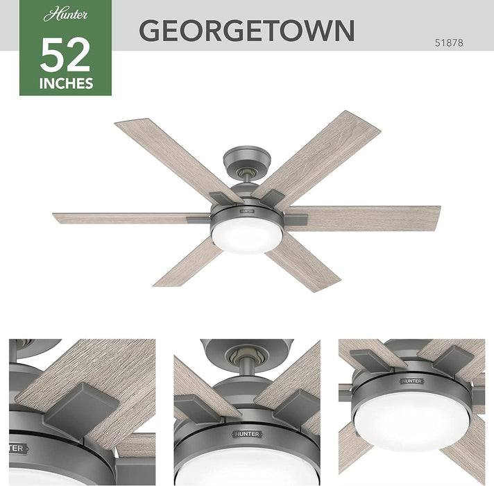 52 in. Matte Silver Ceiling Fan, Hugger Ceiling Fans, Mid Century Modern Ceiling Fan-2-ErisView