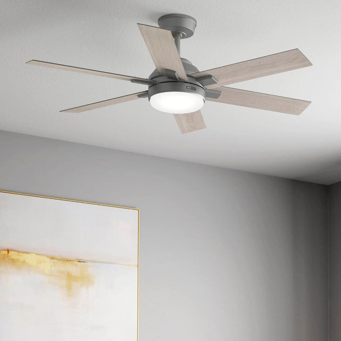 52 in. Matte Silver Ceiling Fan, Hugger Ceiling Fans, Mid Century Modern Ceiling Fan-4-ErisView