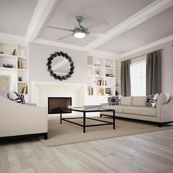 52 in. Matte Silver Ceiling Fan, Hugger Ceiling Fans, Mid Century Modern Ceiling Fan-5-ErisView