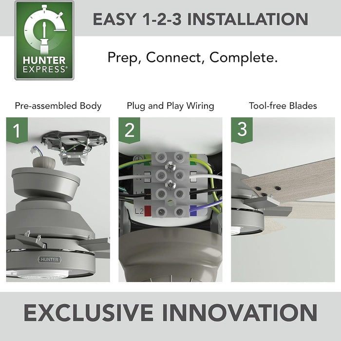 52 in. Matte Silver Ceiling Fan, Hugger Ceiling Fans, Mid Century Modern Ceiling Fan-6-ErisView