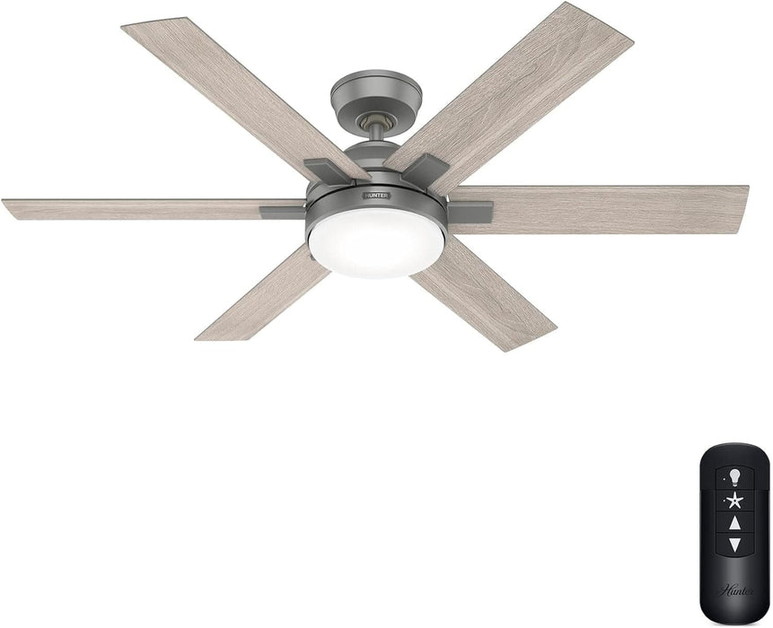 52 in. Matte Silver Ceiling Fan, Hugger Ceiling Fans, Mid Century Modern Ceiling Fan-7-ErisView
