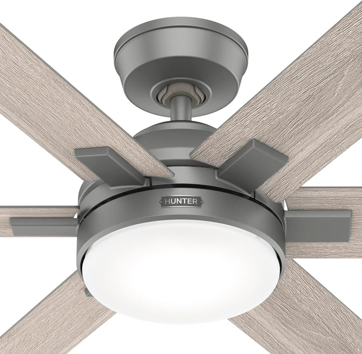52 in. Matte Silver Ceiling Fan, Hugger Ceiling Fans, Mid Century Modern Ceiling Fan-9-ErisView