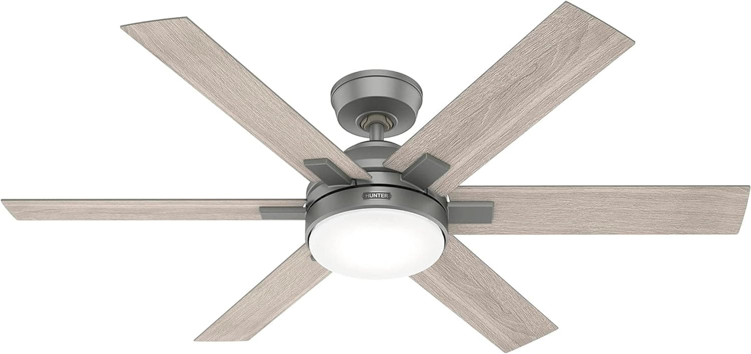 52 in. Matte Silver Ceiling Fan, Hugger Ceiling Fans, Mid Century Modern Ceiling Fan-1-ErisView