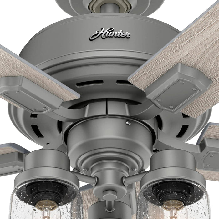 52 in. Matte Silver Ceiling Fan with LED Light Kit and Pull Chain, Hugger Ceiling Fan with Light-11-ErisView