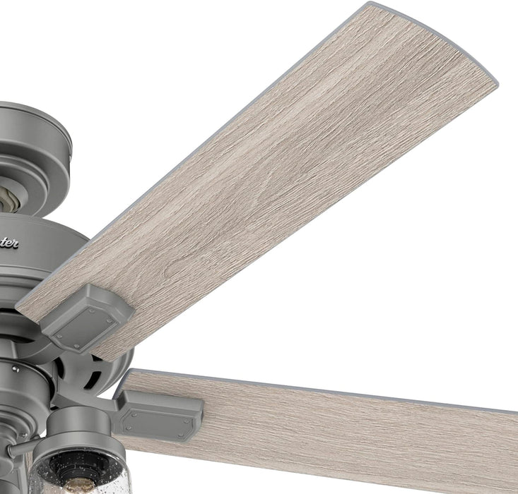 52 in. Matte Silver Ceiling Fan with LED Light Kit and Pull Chain, Hugger Ceiling Fan with Light-13-ErisView